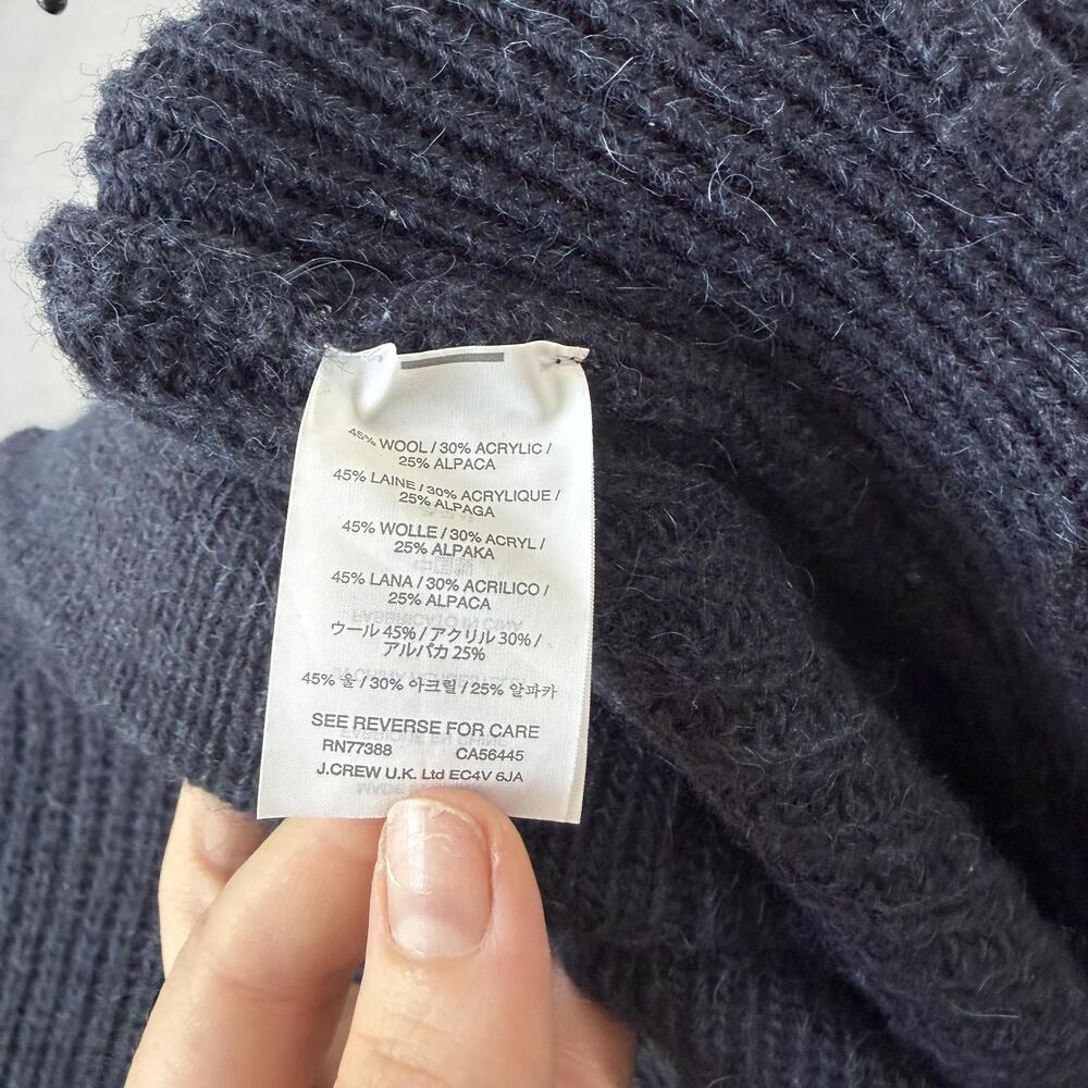 J Crew Cardigan Sweater Mens Large Blue Shawl Collar Open Front Knit Pockets - Picture 4 of 11